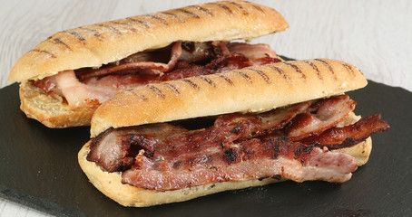 paini rolls with grilled bacon