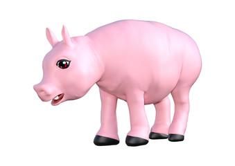 Pink Pig on White