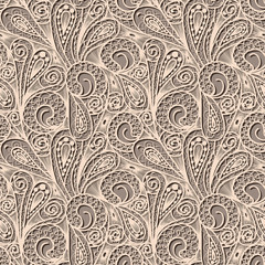 Seamless beige lace pattern on brown background
