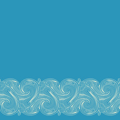 Fototapeta na wymiar Blue background with horizontal seamless border