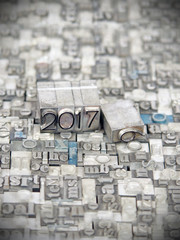 Bonne Année & Meilleurs Voeux 2017 - caracteres d'imprimerie en plomb 