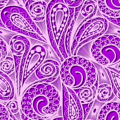 Seamless pink lace pattern on violet background