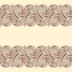 Beige background with two horizontal seamless borders