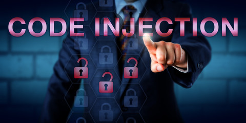 Computer Administrator Pressing CODE INJECTION