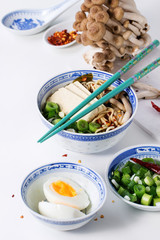 Asian soup ramen with feta cheese