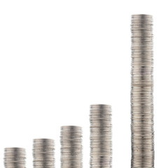 coins stacks isolated on white