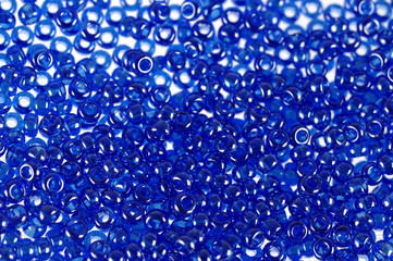 Blue glass beads background