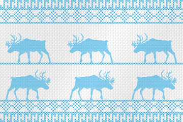 Decorative embroidery on the fabric. Reindeer. Vector illustration.