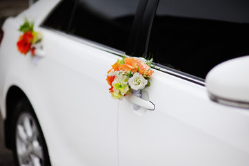 Wedding decoration on wedding car
