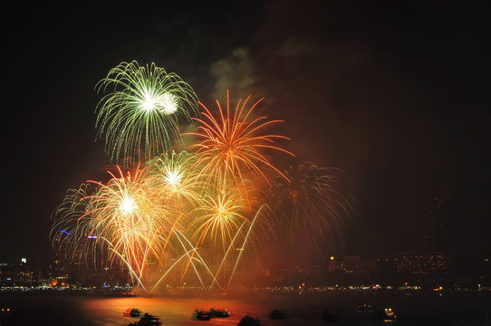 Pattaya International fire work in 2015, Fire work of thailand show, Pattaya Thailand 2015, For use new year 2016 work. ,International fire work competition, Fire work