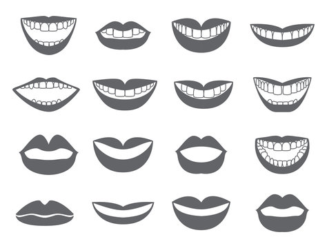 Lips icon. Set of silhouettes lips-vector.