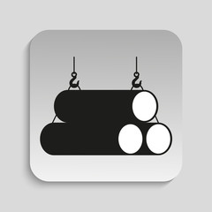 Symbol. Loading crane steel pipe. Vector icon.