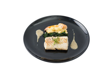 Cod steak with shrimp