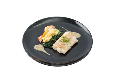 Cod steak with shrimp