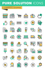 Modern thin line icons set of shopping, e-commerce, delivery, online payment, coupons.