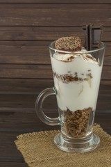 Oatmeal for breakfast. Preparing diet meals. A healthy diet for athletes.
