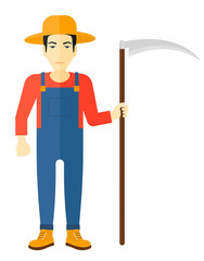 Farmer with scythe.
