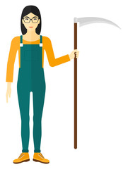 Fototapeta premium Farmer with scythe.