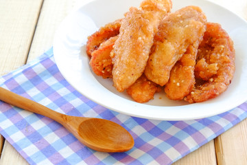 Thai snack sweetened fried banana fritters