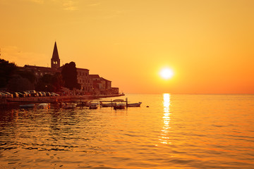 Naklejka premium Porec View at Sunset. Medieval City in Croatia.