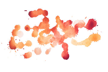 Abstract watercolor aquarelle hand drawn colorful shapes art red color paint or blood splatter stain splash and spray.