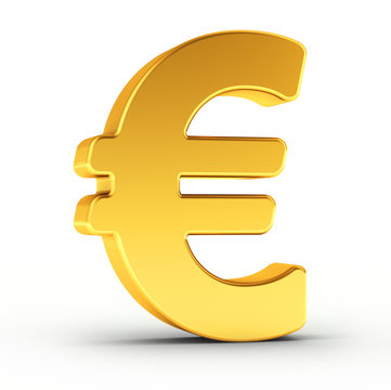 The Euro symbol as a polished golden object with clipping path