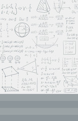 Background of white blackboard with mathematical equations