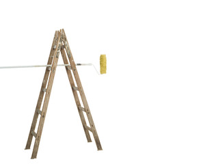 wooden ladder on white background
