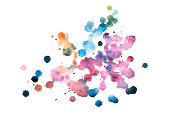 Abstract watercolor aquarelle hand drawn colorful shapes art red color paint or blood splatter stain