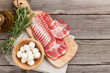 Prosciutto and mozzarella