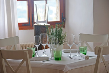 The empty dishes on the table