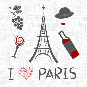 Love in Paris vector illustration. 