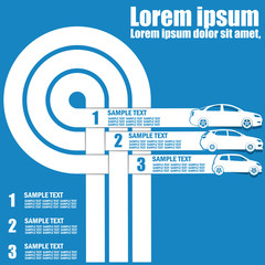 White car icons and blank strip