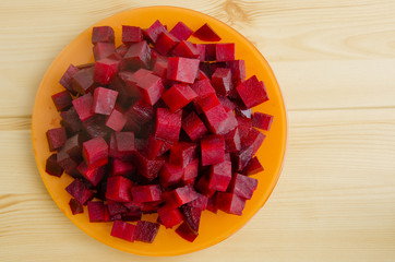 Boiled beetroot cubes