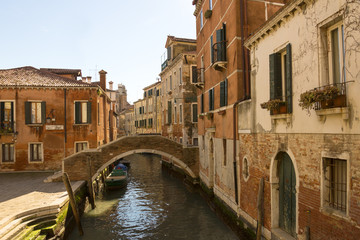 Fototapeta na wymiar Venice streets, channels, water, boats and love
