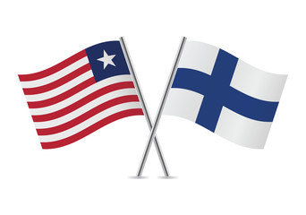 Liberian and Finnish flags. Vector illustration.