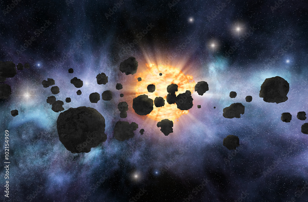 Canvas Prints asteroid field