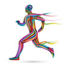 Fototapeta na wymiar Running athlete, colorful ribbon runner, eps10 vector