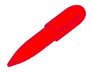 Red pen on white background.