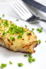 cod baked with mashed potatoes