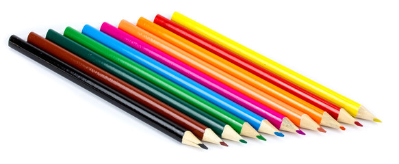 Colour pencils isolated on white background!