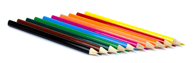 Colour pencils isolated on white background