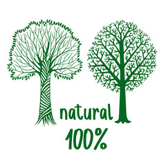 Obraz premium Green hand painted stylized silhouettes of trees, eco friendly 