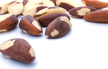 brasil nuts on white background