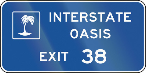 United States MUTCD road sign - Interstate oasis