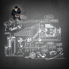 Thoughtful businessman from top view