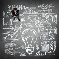 Thoughtful businessman from top view