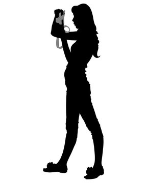 Photographer silhouette on the white background