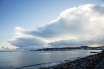 Thunderstorm over Douglas Bay Isle of Man British Isles at sunset