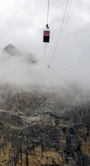 Cableway at Dolomites mountain